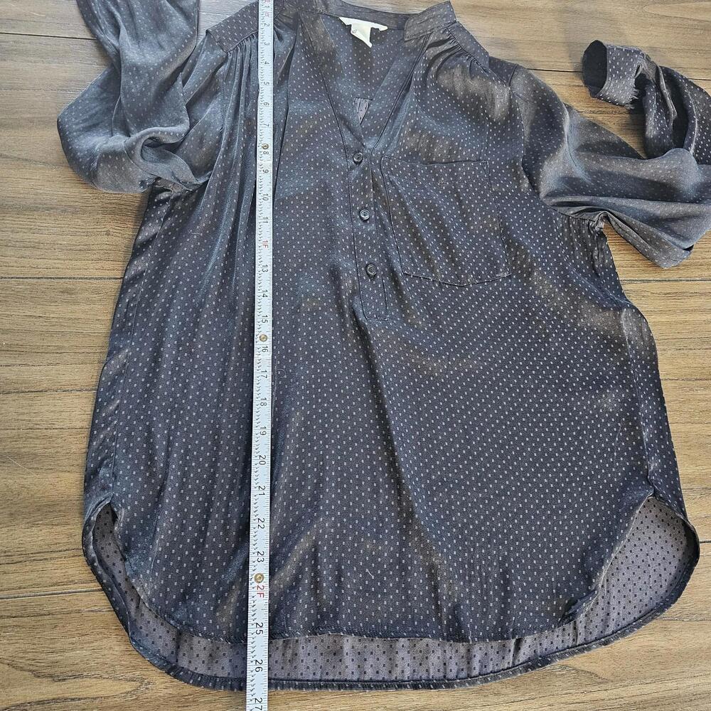 H&M Black Polka Dot Long Sleeve Blouse, Women's Sz 2 - Picture 8 of 11